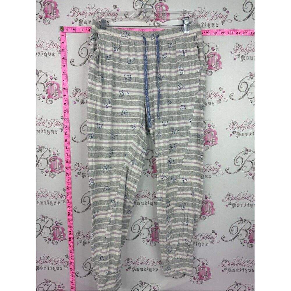La Vie En Rose Gray, White & Light Purple Striped Lounge Pants